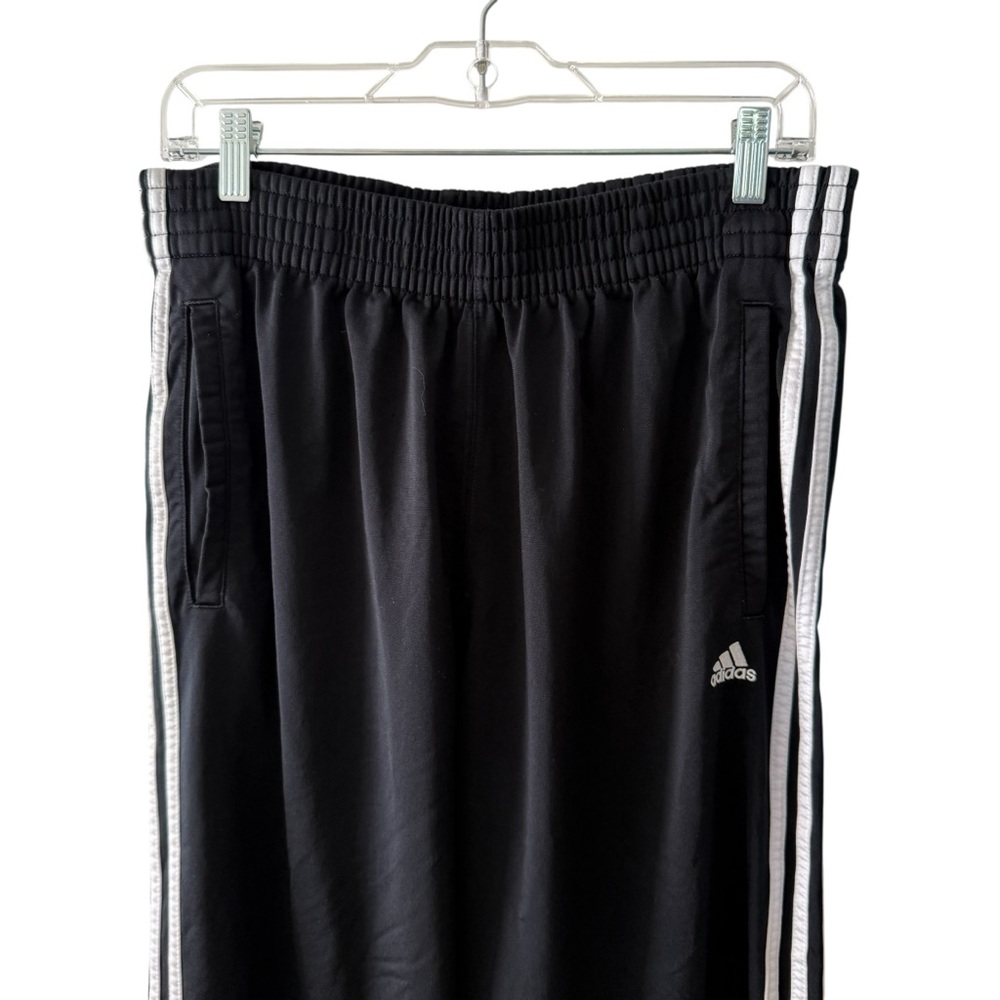 Vintage Adidas Track Pants Tear Away Men Small Black 3 Stripes Snaps Baggy Y2K - Picture 4 of 17